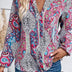 Printed Notched Long Sleeve Shirt