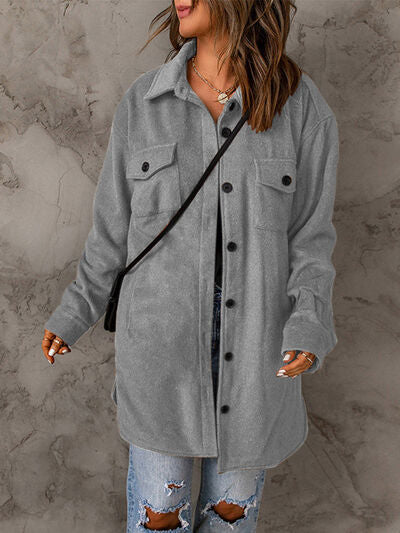 Drop Shoulder Button Down Collared Coat