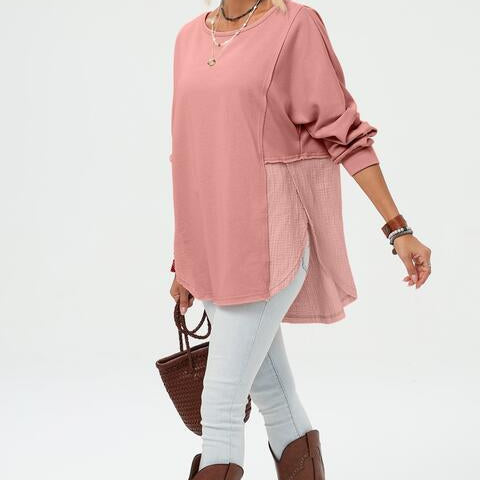 Curved Hem Dolman Sleeve Top